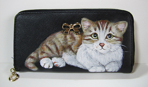 手描き猫長財布